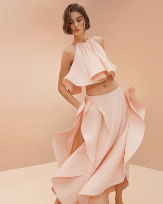 Silk Sleeveless Frill Top  