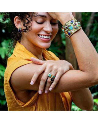 Amethyst & Turquoise Scarab Petite Ring