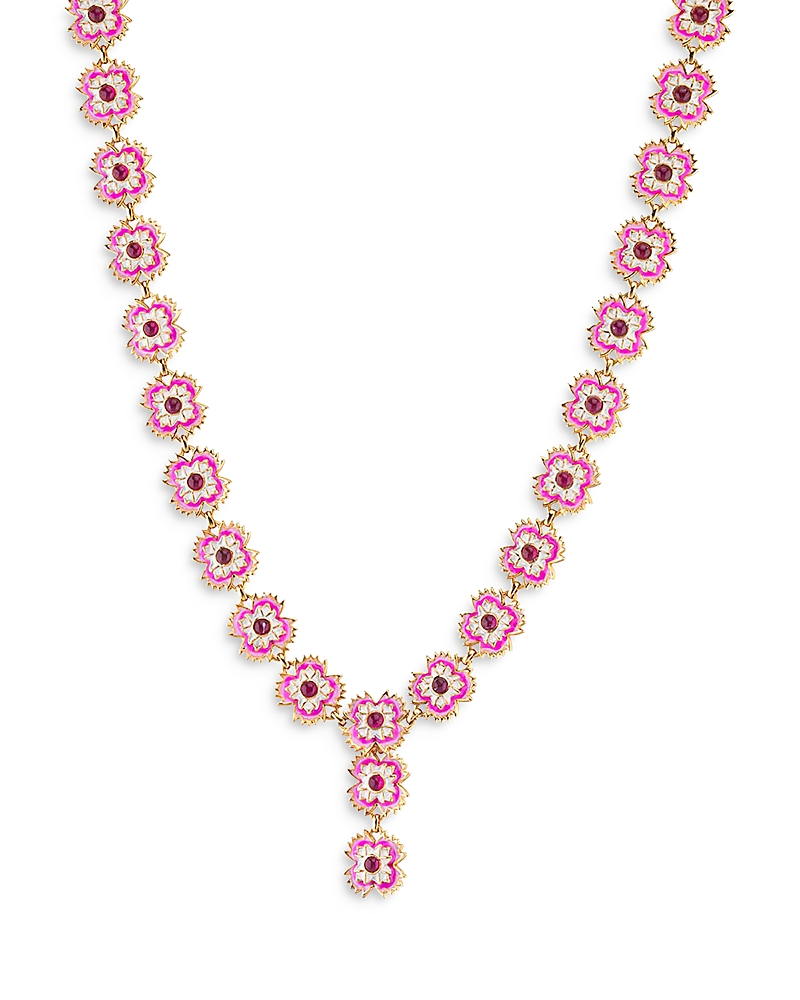 Capucine De Wulf Dianthus Enamel and Pink Jade Necklace, 16