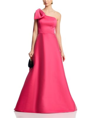 Mikado Bow One Shoulder Gown