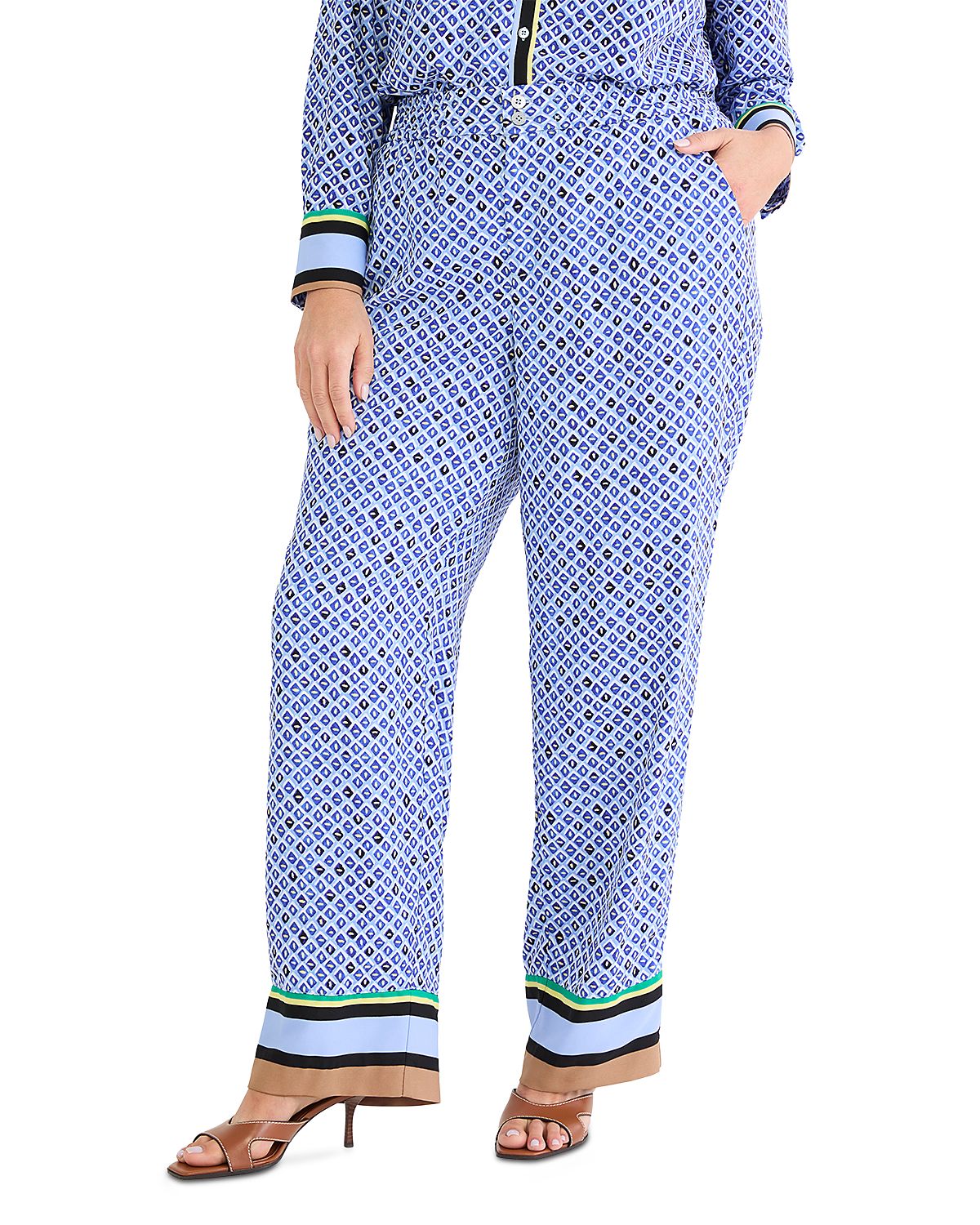 Nic+Zoe Plus Mosaic Trimmed Lenox Wide Leg Pants