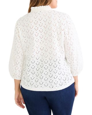 Knit Eyelet Ruffle Neck Top