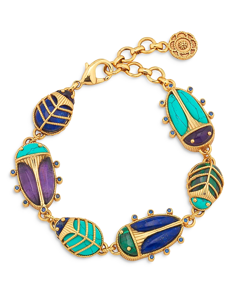 Capucine De Wulf Multi Gemstone Scarab Family Link Bracelet