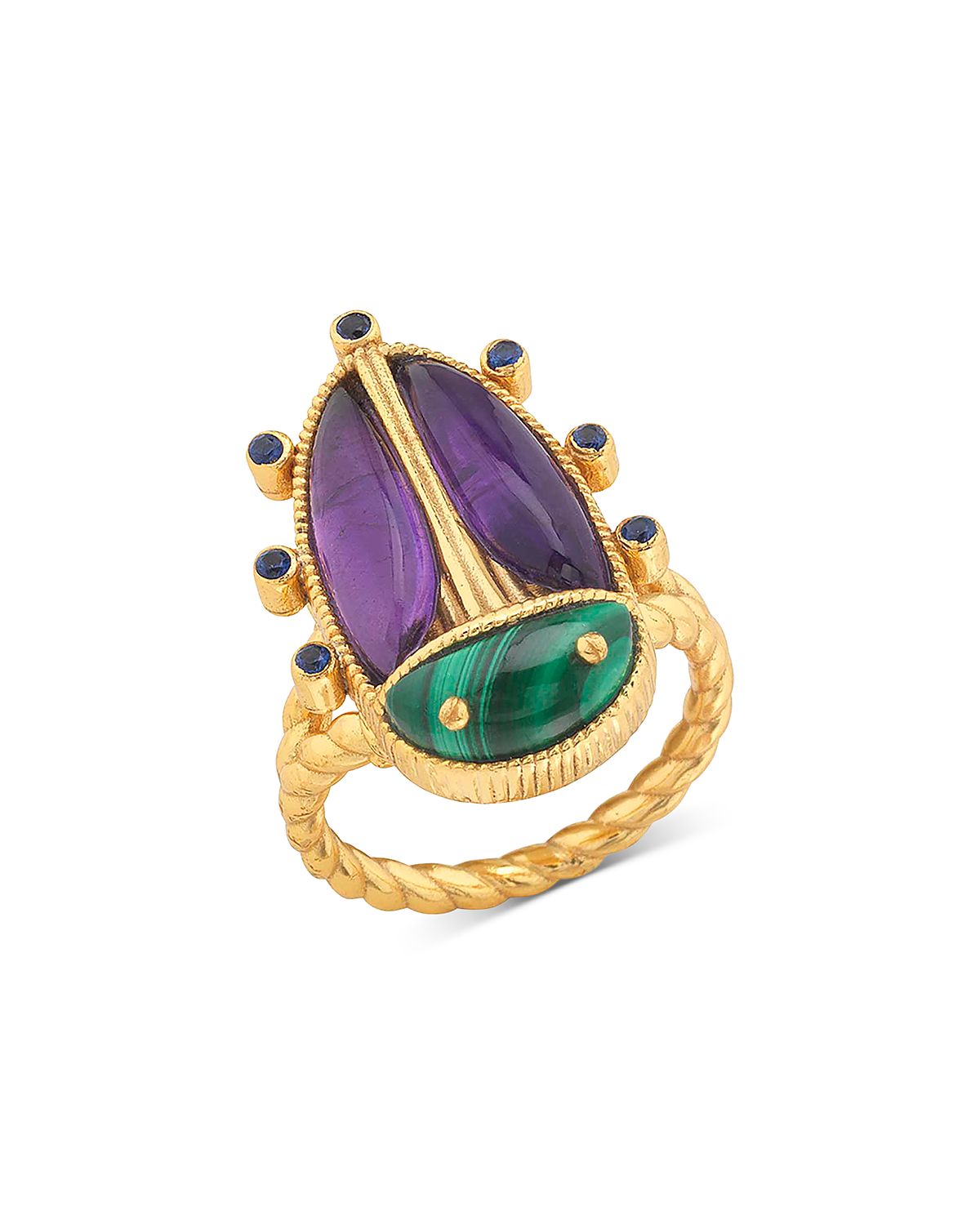 Capucine De Wulf Amethyst & Turquoise Scarab Grande Ring