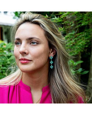 Berry Clover Turquoise Linear Earrings