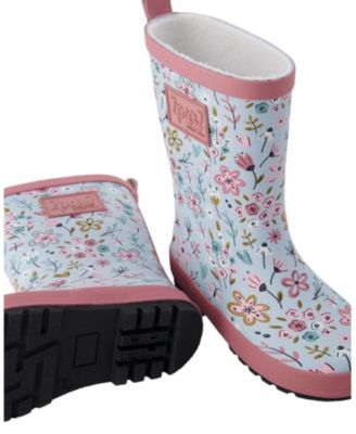 Girls' Waterproof Mini Flower Rain Boots in Natural Rubber - Toddler, Little Kid, Big Kid