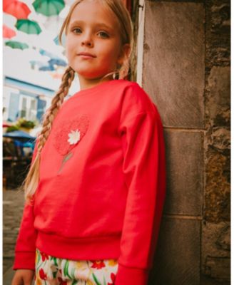 Girls' French Terry Heart and Flower Embroidery Sweatshirt - Little Kid