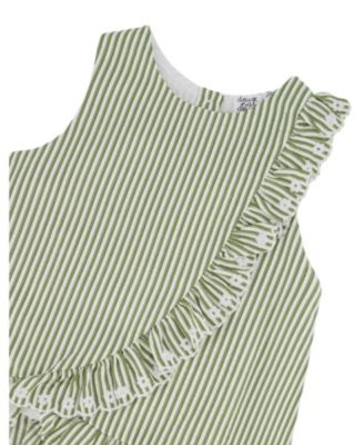 Girls' Sleeveless Embroidered Ruffle Stripes Top - Little Kid