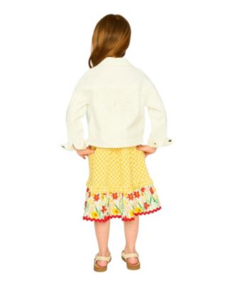 Girls' Embroidery Flower Denim Jacket - Little Kid