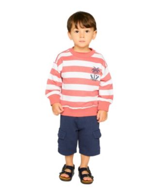 Boys' Elastic Waistband Slit and Cargo Pockets French Terry Shorts - Little Kid, Big Kid