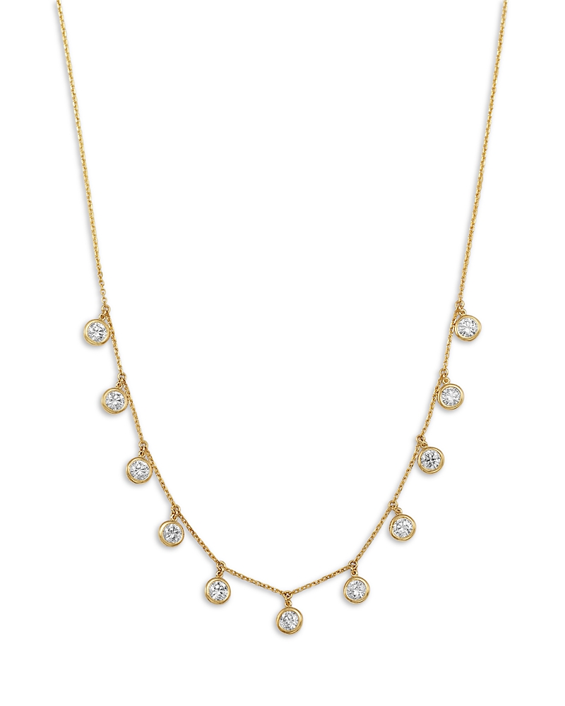 Bloomingdale's Fine Collection Diamond Station Droplet Collar Necklace in 14K Gold, 2.25 tcw