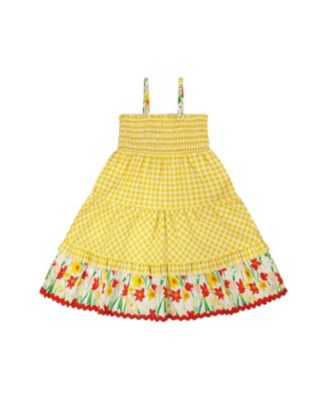 Girls' Sleeveless Daffodil Gingham Sundress - Little Kid