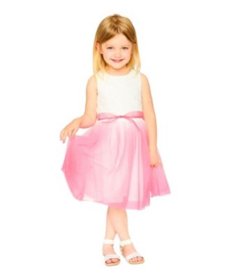 Girls' Bi-Material Pleated Mesh Sleeveless Dress - Big Kid