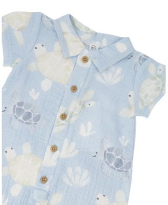 Boys' Muslin Turtle Print Romper - Baby