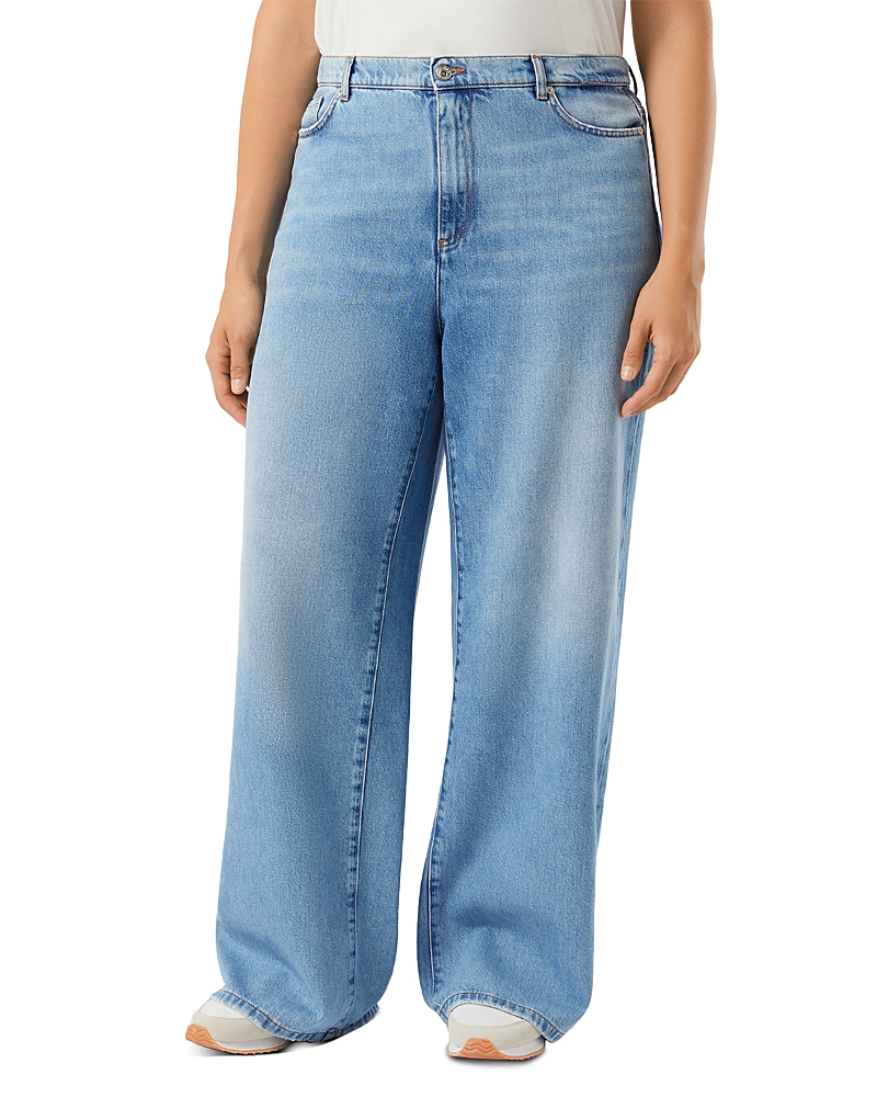 Marina Rinaldi Plus High Rise Denim Pants in Navy