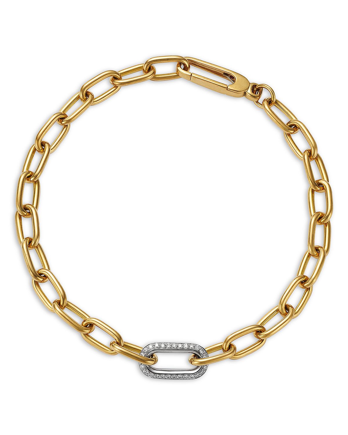Roberto Coin 18K White & Yellow Gold Bold Gold Diamond Paperclip Link Chain Bracelet