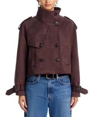 Cropped Faux Suede Trench Coat - Exclusive