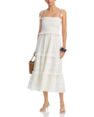 Giovanni  Embroidered Smocked Midi Dress - Exclusive