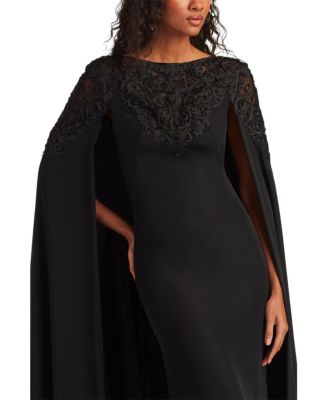  Massaro Embroidered Cape Gown