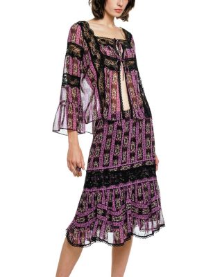  Cameo Stripe Print Tie Blouse