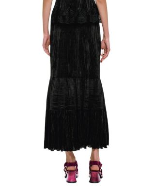 Plisse Tiered Maxi Skirt