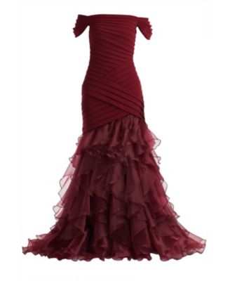  Vail Shutter-Pleated Crepe and Organza Gown