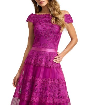  Adriane Floral Embroidered Tea-Length Dress