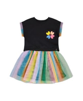  Girls' Organic Cotton and Mesh Short Sleeve Dress - Little Kid