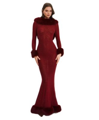  Mellie Regular-Length Rhinestone Mesh Low Back Mermaid Gown