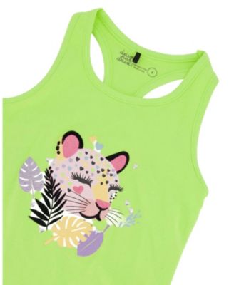 Girls' Organic Cotton Jersey Screen Tropical Sleeveless Tank Top - Big Kid