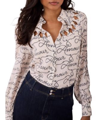  Women's Amour Print Bow Shirt