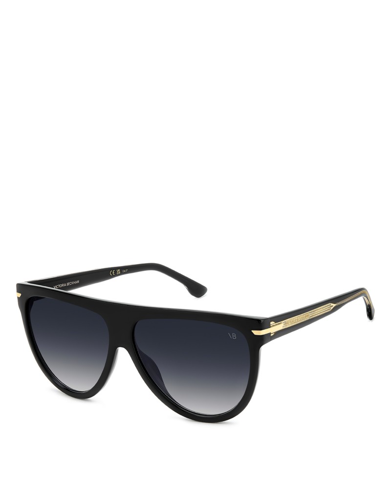 Victoria Beckham Square Flat Top Sunglasses, 60mm in Black Crystal