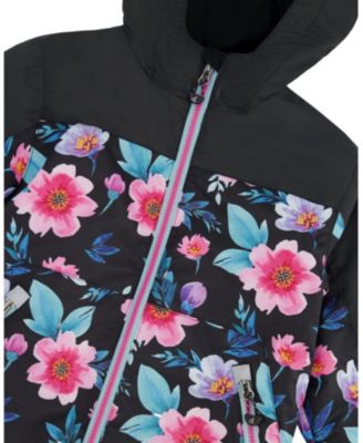  Girls' 3-in-1 Two-Piece Flowers Mid-Season Inner Jacket Outerwear Set - Little Kid