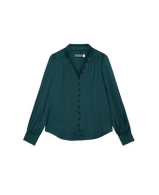  Women's Satin Long Sleeve Blouse