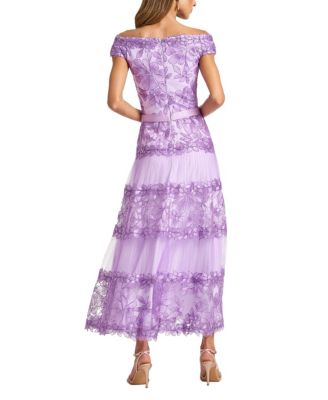  Adriane Floral Embroidered Tea-Length Dress