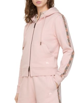  Check Trim Cotton Zip Hoodie