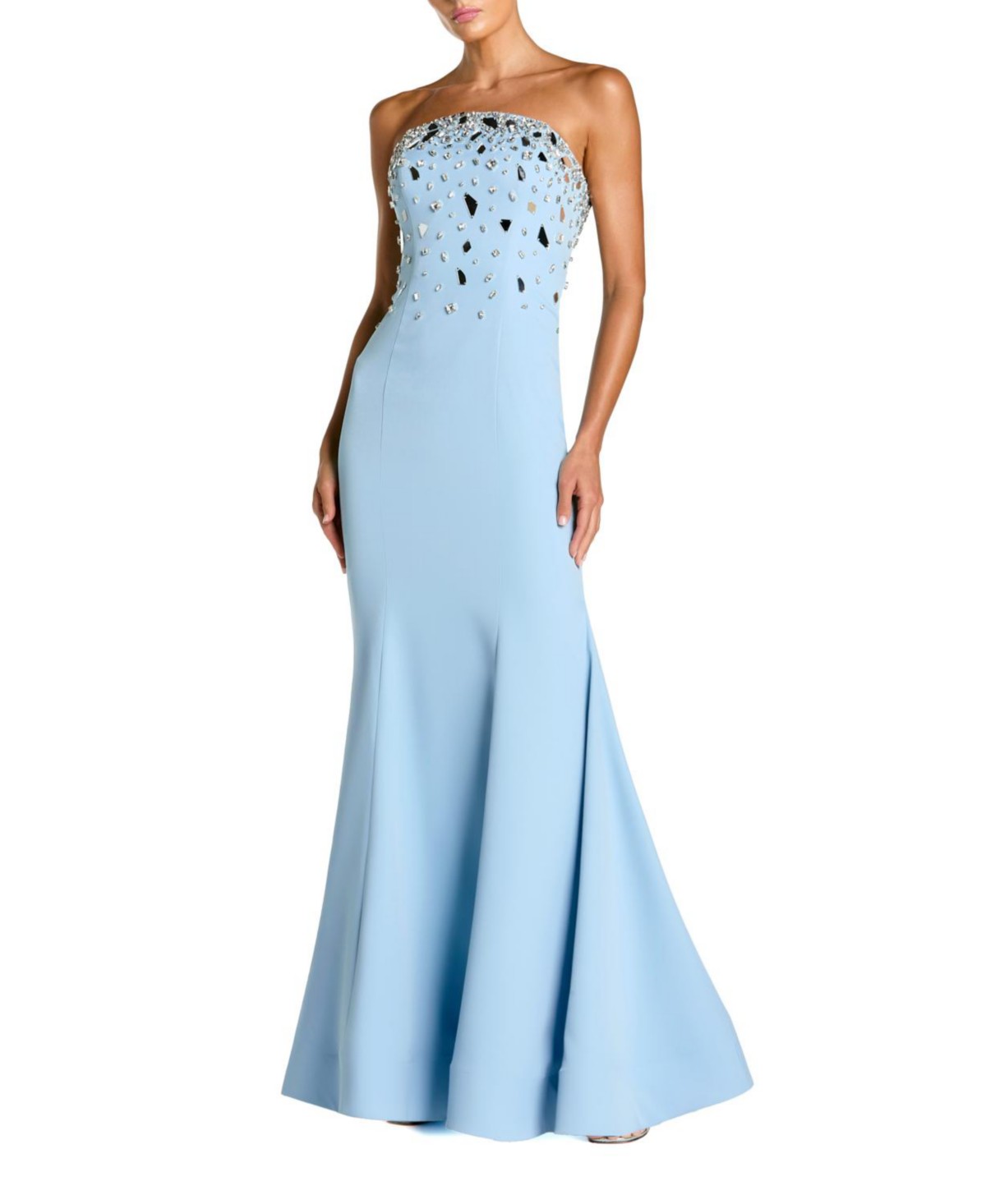Strapless Embellished Crepe Mermaid Gown