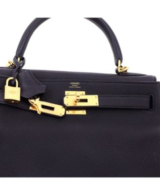 Kelly 28 Handbag Black Togo with Gold Hardware