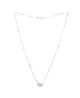  C Heart de Cartier Pendant Necklace 18K White Gold with Diamonds, 15.25"