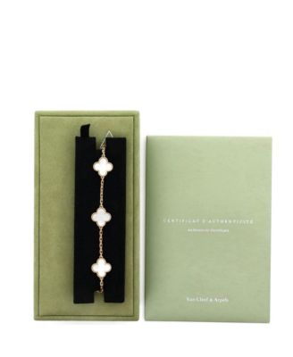  Vintage-like Alhambra 5 Motifs Bracelet 18K Gold and Mother of Pearl