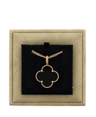  Magic Alhambra Pendant Necklace 18K Gold and Onyx, 35.5"