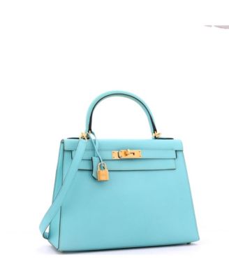 Kelly 28 Handbag Blue Epsom with Gold Hardware