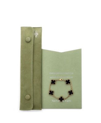  Vintage-like Alhambra 5 Motifs Bracelet 18K Gold and Onyx