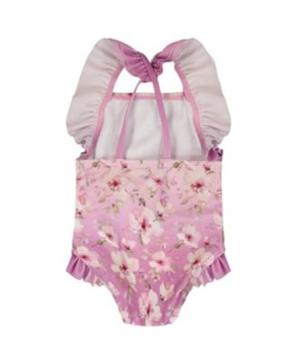 Girls' One-Piece Ruffle Flower Print Swimsuit - Baby