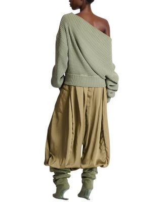  Draped Asymmetrical Jumper in Ribbed Silk Knit