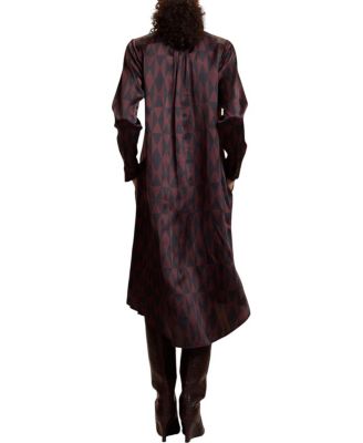  Pintuck Silk Charmeuse Shirt Dress