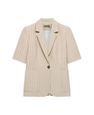  Women's Pin Stripe Short Sleeve Blazer