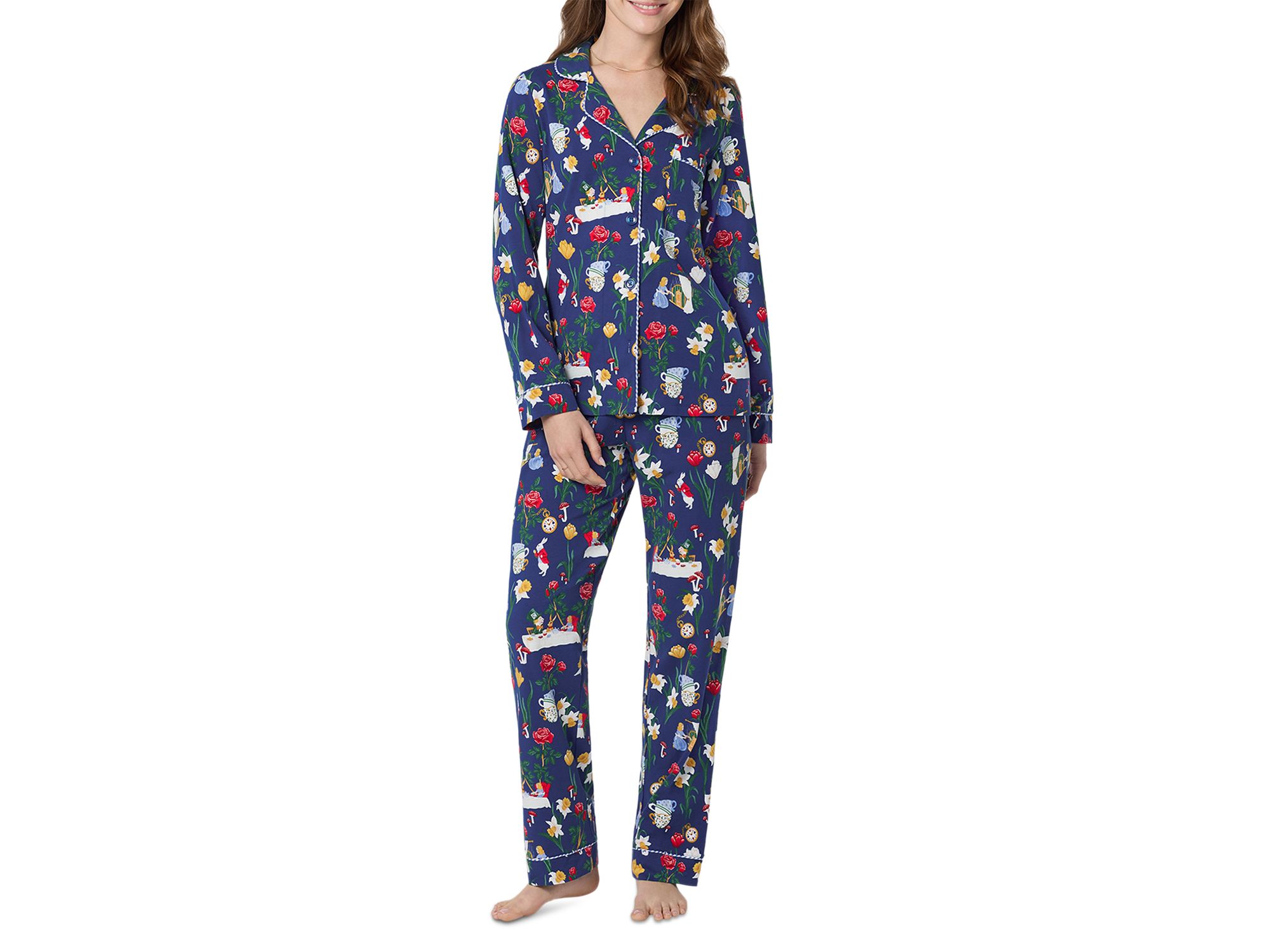 Long Sleeve Classic Cotton Stretch Jersey Pajama Set - Image 1