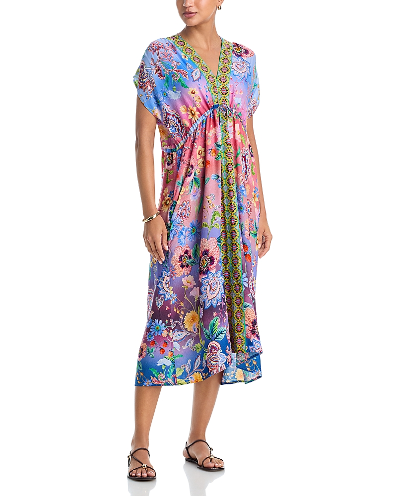 Johnny Was V Neck Kaftan Dress Cover Up