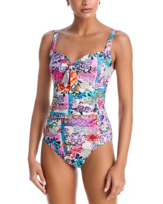 Tie Ruched One Piece Swimsuit
